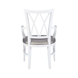 Pemberly Row Mid Century Wood Dining Arm Chair in White