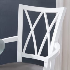 Pemberly Row Mid Century Wood Dining Arm Chair in White