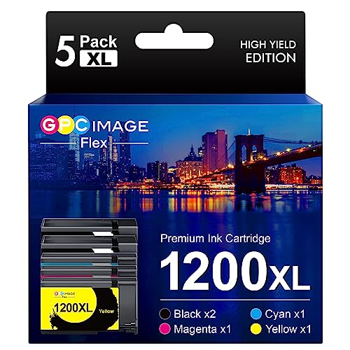 GPC ImageFlex Compatible 1200XL PGI-1200XL Ink Cartridge Replacement for Canon PGI-1200XL PGI-1200 XL 1200XL Compatible with MAXIFY MB2320 MB2020 MB2720 MB2120 MB2050 MB2350 Printer (5 Pack)