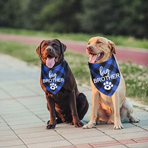 JOTFA Big Brother Dog Bandana, Plaid Pregnancy Announcement Dog Bandanas for Dogs (Blue, Big Brother)