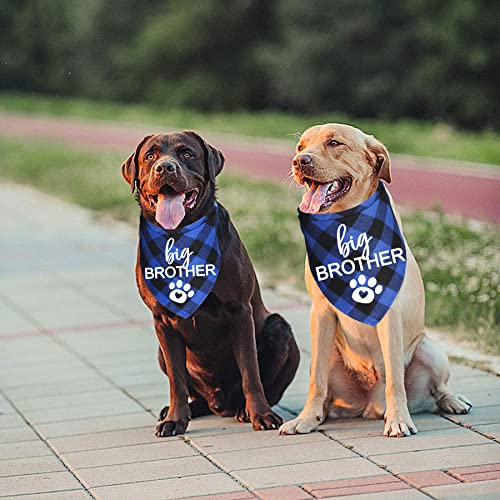 JOTFA Big Brother Dog Bandana, Plaid Pregnancy Announcement Dog Bandanas for Dogs (Blue, Big Brother)