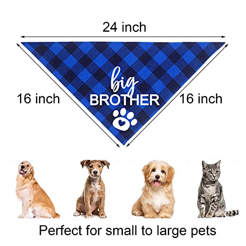 JOTFA Big Brother Dog Bandana, Plaid Pregnancy Announcement Dog Bandanas for Dogs (Blue, Big Brother)