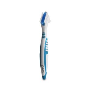 paro clinic denture brush hard and soft bristles combo perfect grip swiss made. cleans your dentures, retainers and night guards!