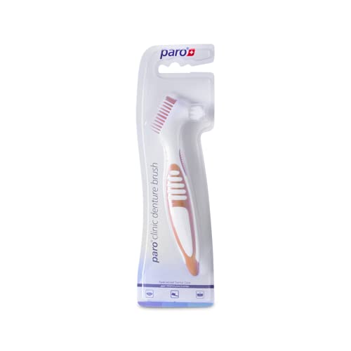 Paro Clinic Denture Brush Hard and Soft bristles Combo Perfect Grip Swiss Made. Cleans Your dentures, retainers and Night Guards!