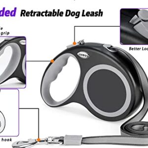 JUBDUG New Classic Retractable Dog Leash,26ft Dog Leash for Large Medium Small Dogs up to 110lbs, Heavy Duty Design with Anti-Slip Handle, One-Handed Quick-Lock Braking System.