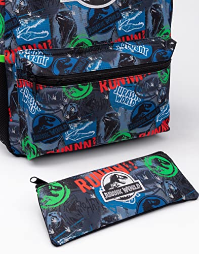 Jurassic World Backpack - Boys Kids 4 Piece School Lunch Box With Water Bottle