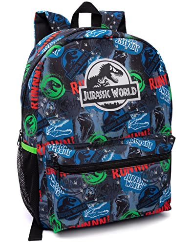 Jurassic World Backpack - Boys Kids 4 Piece School Lunch Box With Water Bottle