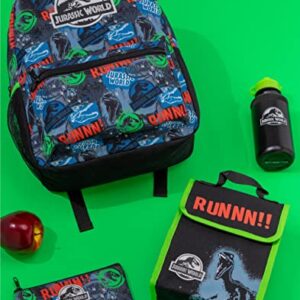 Jurassic World Backpack - Boys Kids 4 Piece School Lunch Box With Water Bottle