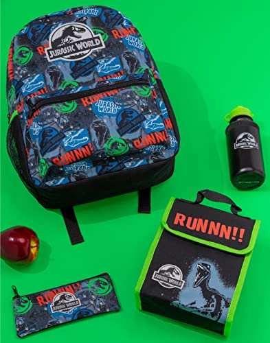 Jurassic World Backpack - Boys Kids 4 Piece School Lunch Box With Water Bottle