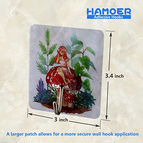 HAMOER Adhesive Wall Hook-Large Adhesive Patch Hanging Towel Key Universal, Printed Pattern Random Home Decor, Free Small Towel, Gift Box Packaging 12 Pack