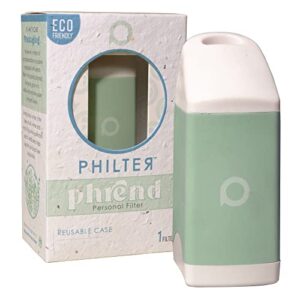 philter labs phrend plant-based personal air filter - up to 500 exhales per filter - silicone mouthpiece and reusable aluminum case with patented 5-step odor and smoke eliminator system