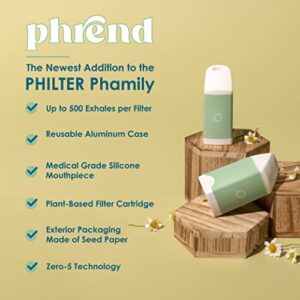 PHILTER Labs PHREND Plant-Based Personal Air Filter - Up to 500 Exhales per Filter - Silicone Mouthpiece and Reusable Aluminum Case with Patented 5-Step Odor and Smoke Eliminator System