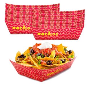 upper midland products nacho trays - disposable paper nacho chip trays for concessions and nacho party (white - 200 pack)