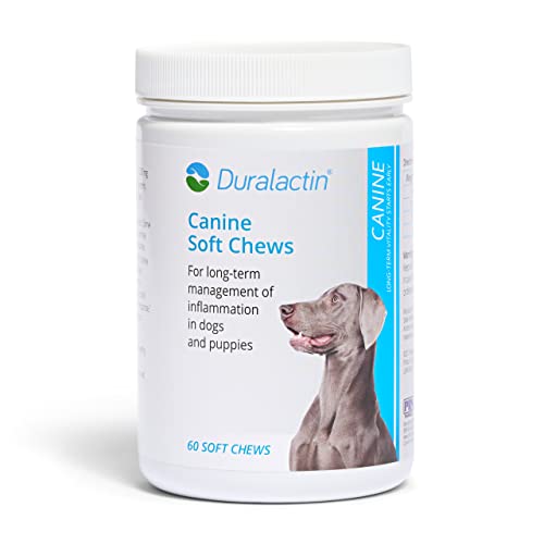 PRN Duralactin Canine Soft Chews - Joint Health Supplement for Dogs and Puppies - Chicken-Liver Flavored Canine Chews Containing Dried Milk Protein - 60-Count Bottle