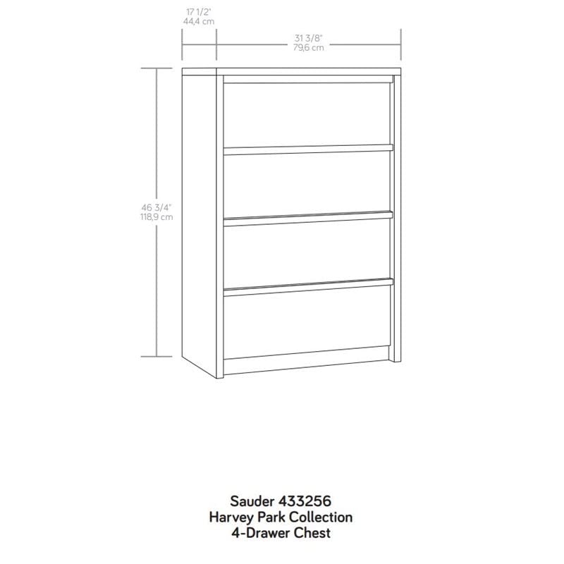 Sauder Harvey Park 4-Drawer Chest in Pacific Maple, Pacific Maple Finish