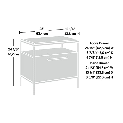 Sauder Nova Loft 1-Drawer Night Stand with Open Shelf, L: 24.96" x W: 17.24" x H: 24.09", Grand Walnut Finish