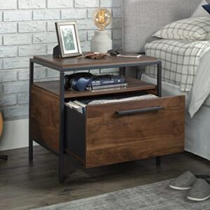 Sauder Nova Loft 1-Drawer Night Stand with Open Shelf, L: 24.96" x W: 17.24" x H: 24.09", Grand Walnut Finish