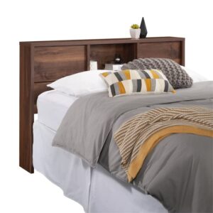 Sauder Harvey Park Full/Queen Bookcase Headboard with Doors, Grand Walnut Finish