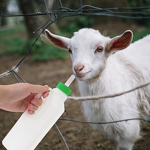 Luxshiny Lamb Milk Bottle Feeding Calf Goat Milk Feeder Goat Plastic Feeding Bucket Livestock Pet Nurse Feeding Supplies for Lamb Goat Dog Pig Calf 850ml 2PCS