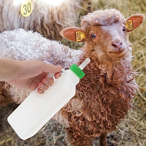 Luxshiny Lamb Milk Bottle Feeding Calf Goat Milk Feeder Goat Plastic Feeding Bucket Livestock Pet Nurse Feeding Supplies for Lamb Goat Dog Pig Calf 850ml 2PCS