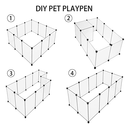 MUYG Pet Plastic Playpen,Rabbit Panels Small Animals Portable Yard Fence Rabbits DIY Outdoor & Indoor Fences,Kitten Breeding Crate for Hamster Bunny Puppy Hedgehogs Guinea Pig(12 Pcs)