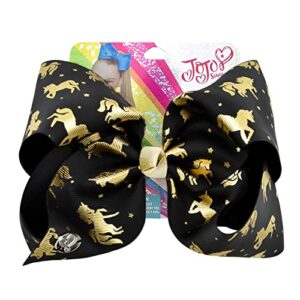 2Pcs Jojo Siwa Style Bows, 8 Inches Large Bows Gift for Girls,Jumbo Jojo Bows Hair Accessories (Black & Pink)
