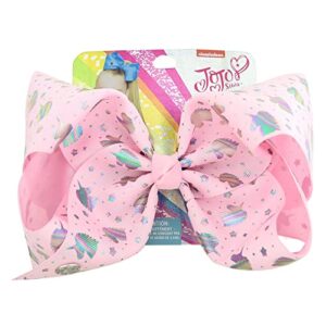 2Pcs Jojo Siwa Style Bows, 8 Inches Large Bows Gift for Girls,Jumbo Jojo Bows Hair Accessories (Black & Pink)