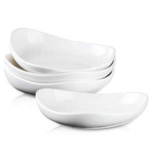 zoneyila 10'' porcelain serving bowls - 30 oz large salad pasta bowl set of 4 - shallow serving plates dinner dishes for party, microwave & dishwasher safe, white