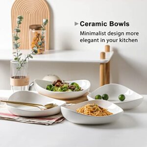 ZONEYILA 10'' Porcelain Serving Bowls - 30 Oz Large Salad Pasta Bowl Set of 4 - Shallow Serving Plates Dinner Dishes for Party, Microwave & Dishwasher Safe, White