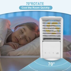 Portable Air Conditioner, 700ML Personal Evaporative Air Cooler Fan with 3 Speeds 7 Colors,70° Oscillate Personal Air Cooler for Home/Tent/Office Room