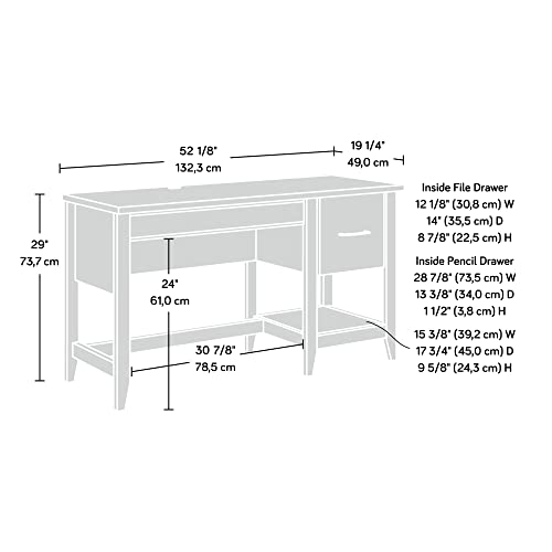 Sauder Summit Station Single Pedestal Desk, Glacier Oak Finish