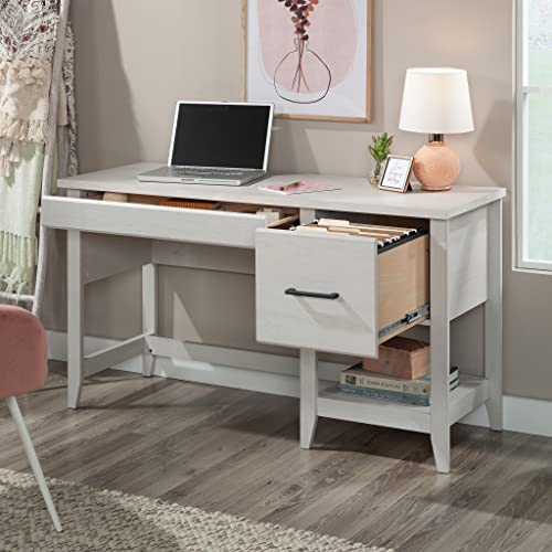 Sauder Summit Station Single Pedestal Desk, Glacier Oak Finish