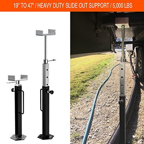 2023 New Sulythw RV Slide Out Supports Stabilizer Jacks Heavy Duty Rust Resistant Steel Adjustable from 19'' to 47'' for 5th Wheel 5000 lbs Capacity，2 Pcs Camper Jack Stands