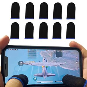 10pcs pubg mobile finger sleeve breathable pro gaming finger gloves gaming anti-sweat thumb sleeves weightless magnetic touch screen finger sleeves (blue)