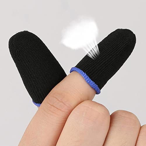 10pcs PUBG Mobile Finger Sleeve Breathable Pro Gaming Finger Gloves Gaming Anti-Sweat Thumb Sleeves Weightless Magnetic Touch Screen Finger Sleeves (Blue)