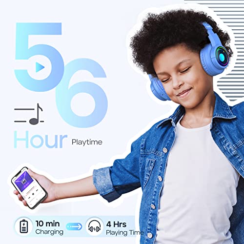 Tribit Kids Headphones Wired with Microphone, Starlet01 Safe Sound Tech 85/94dBA Volume Limited, SharePair, HiFi Stereo Foldable Over-Ear Headphones for Kids for School/Travel/iPad/Kindle/Switch