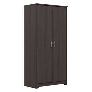 bush furniture cabot tall kitchen pantry cabinet with doors, heather gray