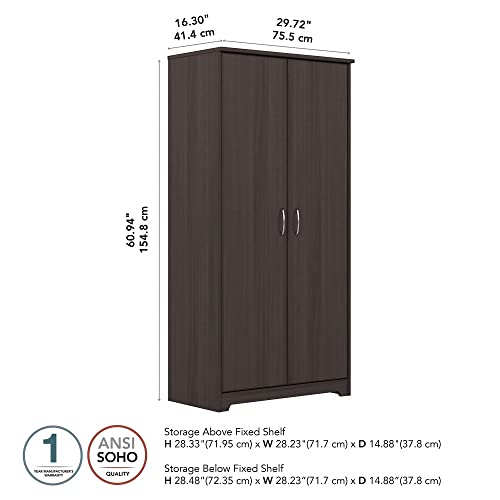 Bush Furniture Cabot Tall Kitchen Pantry Cabinet with Doors, Heather Gray