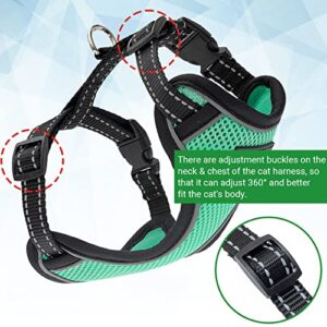 Cat Harness and Leash Set for Walking Escape Proof - Reflective Adjustable Cat Vest Harness for Small to Large Cat Puppy - Cute Mesh Breathable Soft Cat Full Body Harness