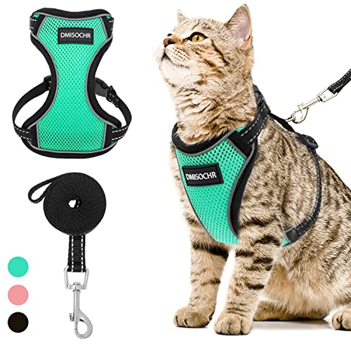 Cat Harness and Leash Set for Walking Escape Proof - Reflective Adjustable Cat Vest Harness for Small to Large Cat Puppy - Cute Mesh Breathable Soft Cat Full Body Harness