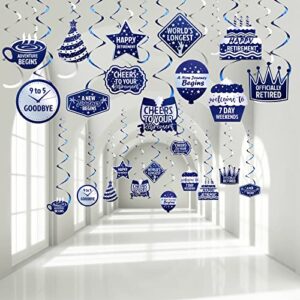 hotop 30 pieces retirement party decorations, blue and sliver retirement party supplies happy retirement office retirement swirls decorations foil ceiling decorations for men and women
