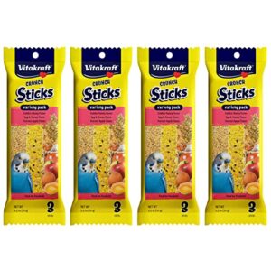 vitakraft crunch sticks parakeet treat - honey, egg, and apple- pet bird treat toy - multi variety pack of 12 sticks…
