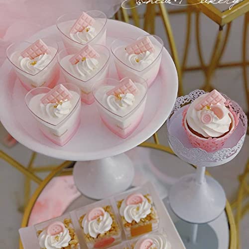 50pack Plastic Dessert Cups with 50 Spoons 5oz Mini Appetizer Cups Shooter Parfait Cups Shaped Heart Serving Bowls for Party Events Catering