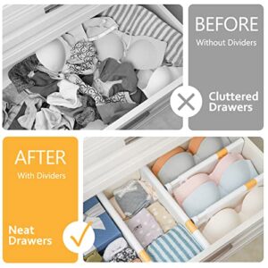 Drawer Dividers - 4 PACK Plastic Adjustable Drawer Separators, Expandable Divider Organizer for Closets, Drawer Spacers, Deep Utensil Drawer Organizer, Dresser Cabinet Dividers for Clothes(11-17.4'')