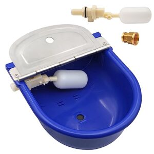 PAULOZYN Automatic Livestock Waterer Bowl Dog Water Dispenser Trough Kits Float valve control for Chicken Animal Goat horse Pig Cattle, with Brass Connector Adapter(Navy Blue)