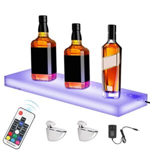 meticuloso led lighted liquor bottle display shelf, 16 inch wall mounted wine rack for home/commercial bar (16 inch)
