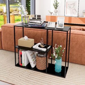 DCLRN Console Table,Sofa Table Entrance Table Narrow Long with Storage Rack for Entrance,Foyer,Hallway, Sofa,Living Room,Bar,Kitchen(Black)