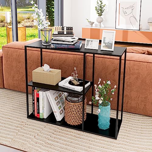 DCLRN Console Table,Sofa Table Entrance Table Narrow Long with Storage Rack for Entrance,Foyer,Hallway, Sofa,Living Room,Bar,Kitchen(Black)