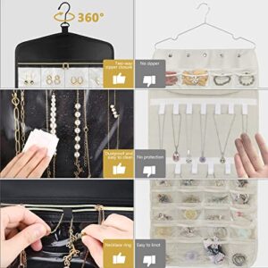 CHICECO Hanging Jewelry Organizer with Zippered Large Pockets,Double-Sided Necklace Earring Jewelry Holder for Closet