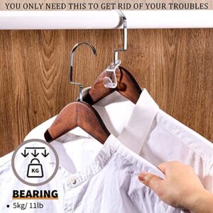 Pansyling 50PCS Clear Clothes Hanger Connector Hooks Super Space Saving for Closet Heavy Duty Load Bearing Plastic Cascading Hanger Hooks Extender Clips Connection Hooks for Velvet Huggable Hangers